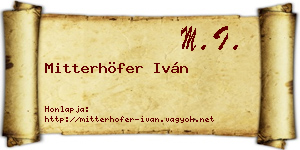Mitterhöfer Iván névjegykártya